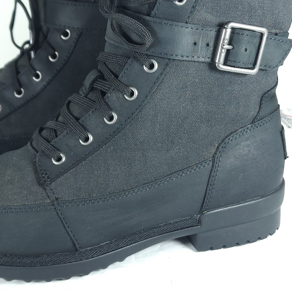 UGG Women's Tulane US7 Black Leather Canvas Waterproof Wool Lined Ankle Boots - Picture 16 of 16